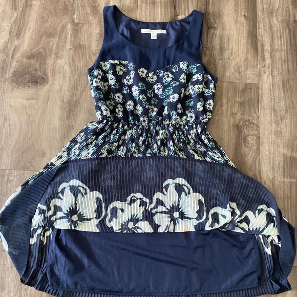 LC Lauren Conrad Navy Blue Dress W/ Pleated Skirt - Picture 2 of 7